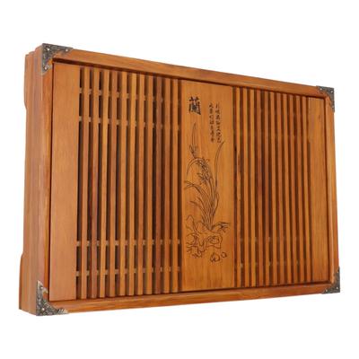 Bandeja de Té Kungfu Bandeja de Té Gongfu China Almacenamiento de Agua de Drenaje Mesa de Té de Madera con Tubo de Drenaje