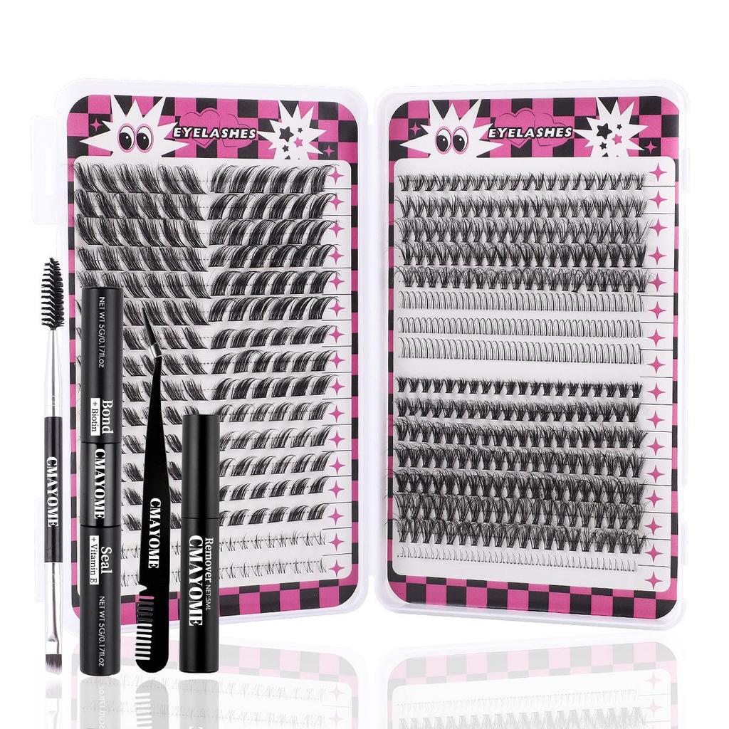 Large Capacity DIY Eyelash Extension Set: Natural Thick D Curl Segmented Self-Grafting Single Cluster Blossom Lashes