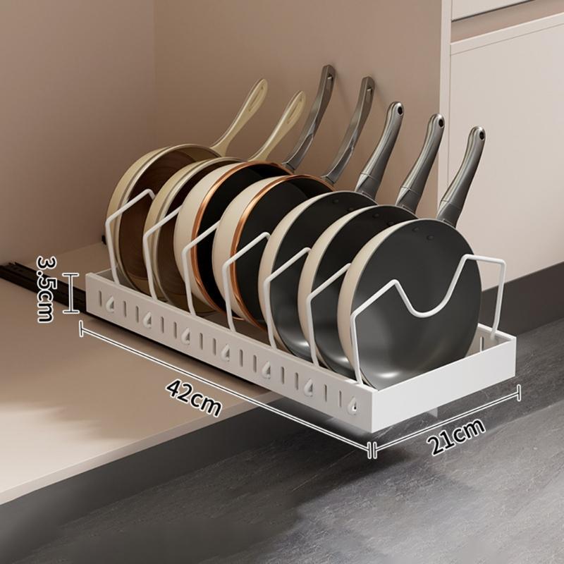 Organisateurs de cuisine réglables à 3 niveaux Design peu encombrant Accès facile Acier robuste pour casseroles, poêles, vaisselle et épices