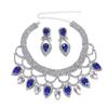 New Fashionable European and American Exaggerated Handmade Rhinestone Colored Crystal Necklace Earring Set Bridal Dress Jewelry