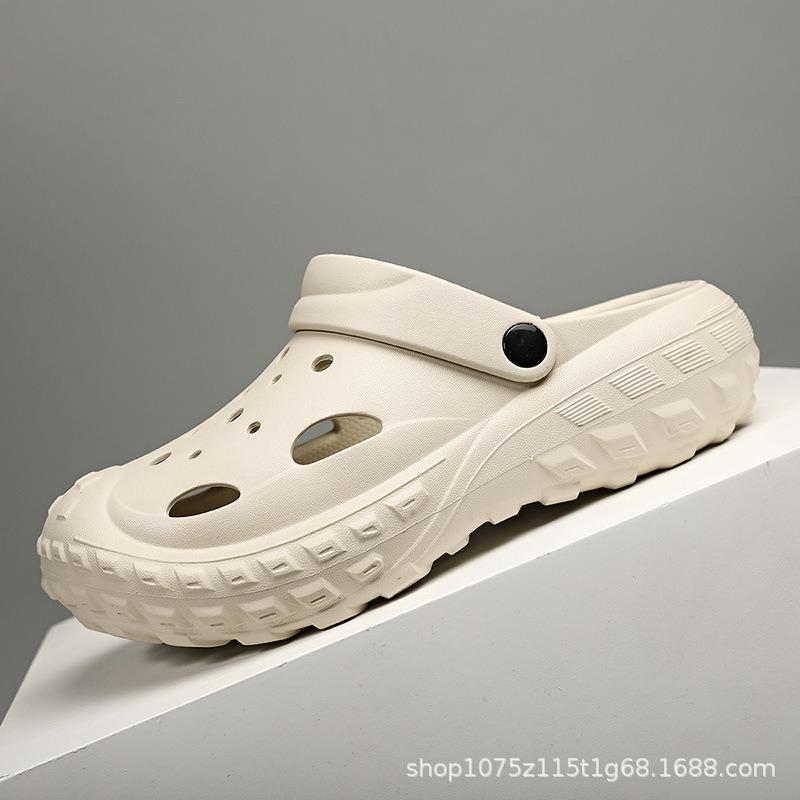 Hole shoes men's summer wear deodorant and non-slip bag head dual-purpose slippers soft-soled beach large-size slippers