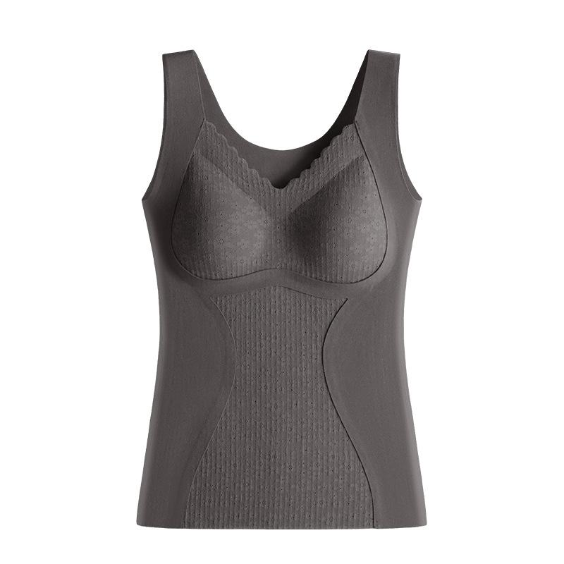 

Belly and warm women s new autumn and winter free bra with chest pad, piled thick gathering seamless women s primer l( 40-60kg )