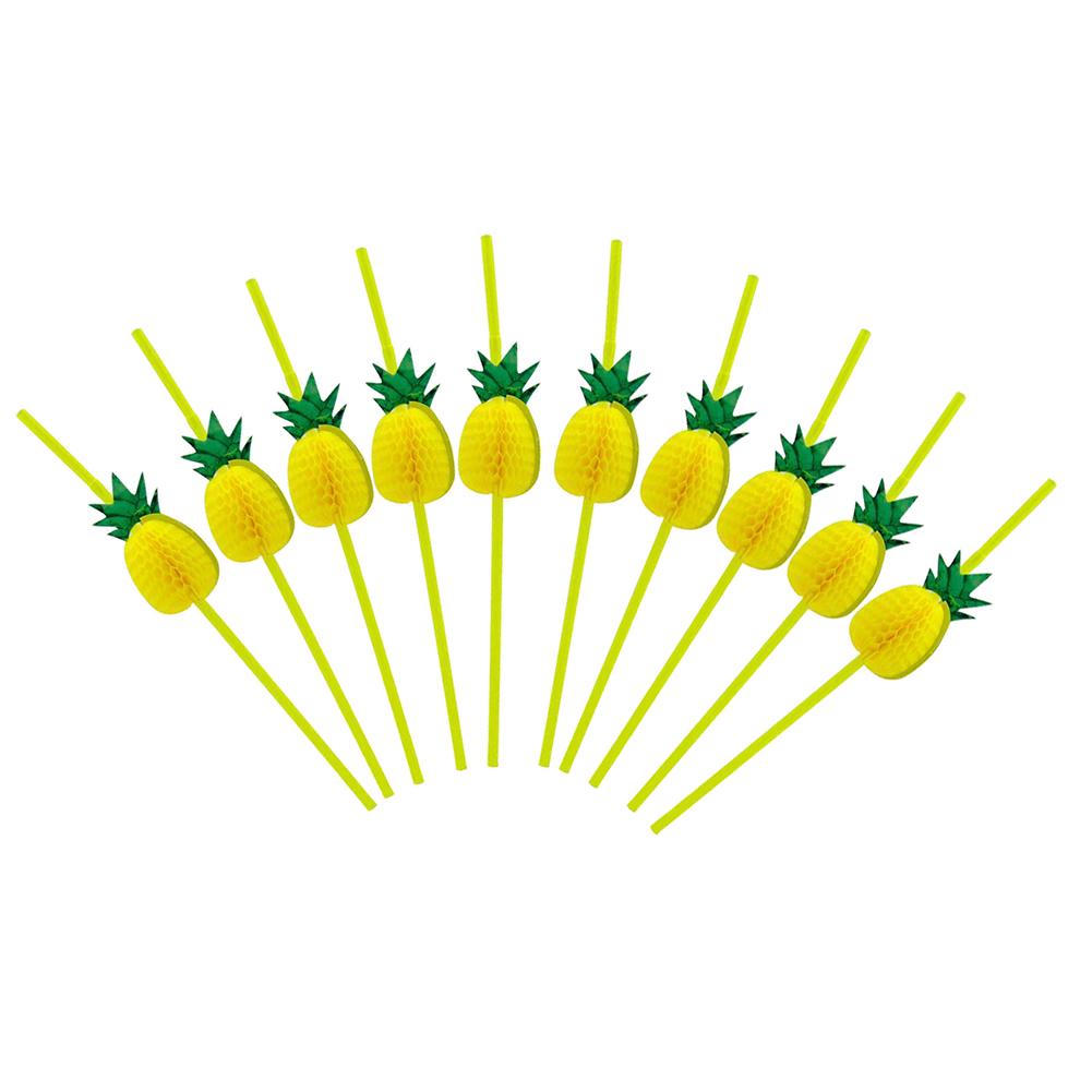 100Pcs 3D Pineapple Tropical Fruit Straw Beach Party Cocktail Drinking Sucker KTY