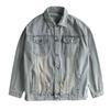 Men's Multi-Pocket Ripped Denim Jacket - Spring/Autumn, Trendy American Retro Street Style