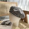 Houndstooth Comfortable Womens Beret Trendy And Stylish Cotton Flat Top Hat