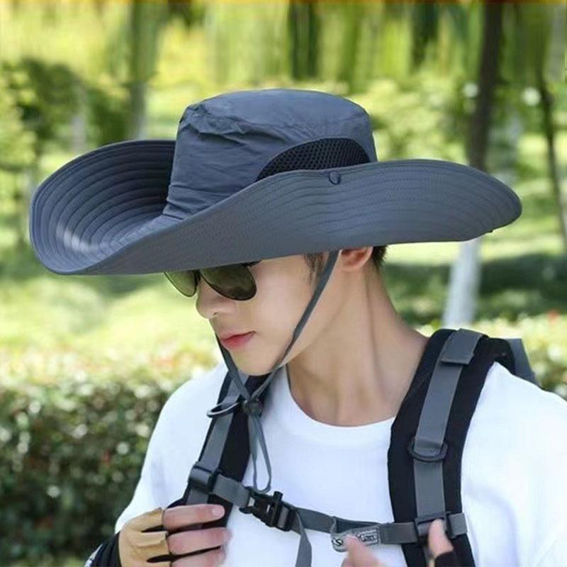 Summer Fishing Hat Breathable UV Protection Large Brim Hiking Cap Men Women Foldable Elastic Outdoor Beach Travel Sun Hat