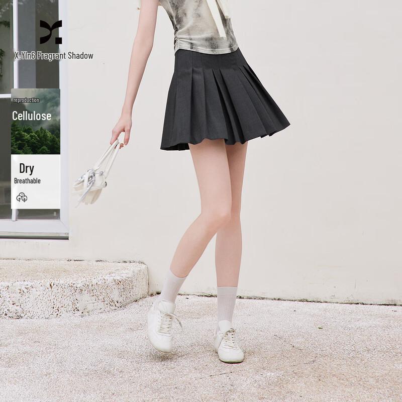 Xiangying Women s High-Waist Pleated A-Line Mini Skirt XL