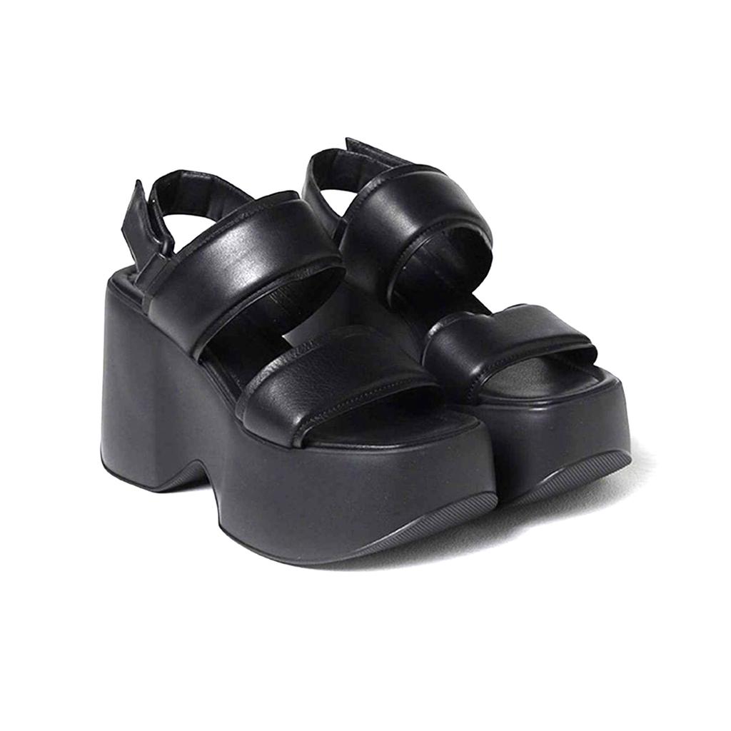 Krazing Pot Sheepskin Peep Toe Thick High Heels Platform Summer Shoes Hook Loop Casual Women Sandals
