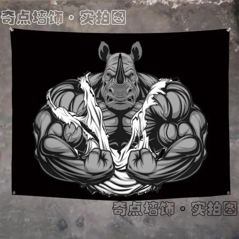 Орангутанг носорог животное фитнес гобелен настенный мачо фон ткань гостиная кровать — фото 8