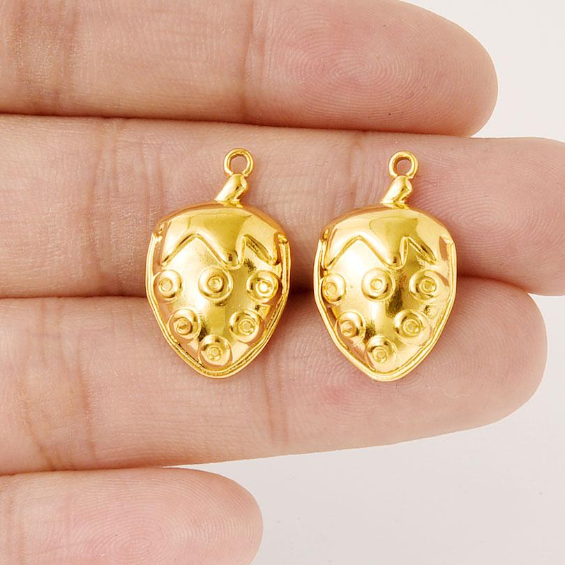 6pcs Cute Mushroom Cherry Flower Pendants Real Gold Plated Stainless Steel Charms For Jewelry Making Supplies DIY Bracelets Bulk
