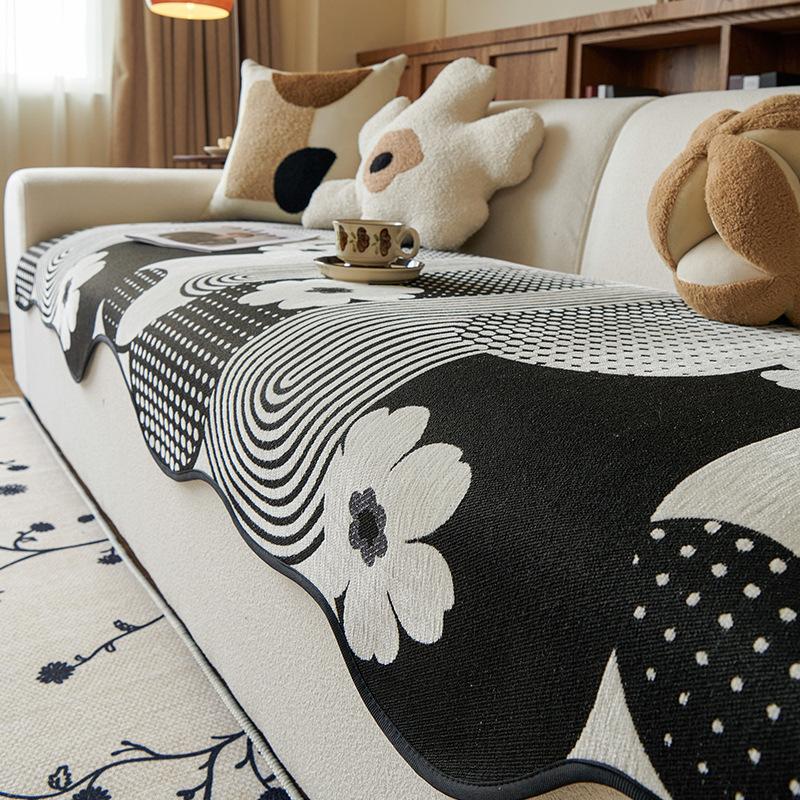 Curved High-End Straight-Row Sofa Cover Cloth, Universal In All Seasons, Non-Slip Seat Cushion, Anti-Cat Scratch Irregular Special-Shaped Sofa Cushion