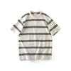 American Retro Pure Cotton Short Sleeve T-Shirt Men's 2024 New Arrival Summer Stripes Bottoming Shirt Export Export Cotton T-shirt