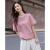 Demana Damen Leinenmischung Bluse mit Puffärmeln