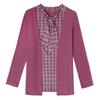 Mom's Elegant Fake Two-Piece Long-Sleeve Top for Middle-Aged Women