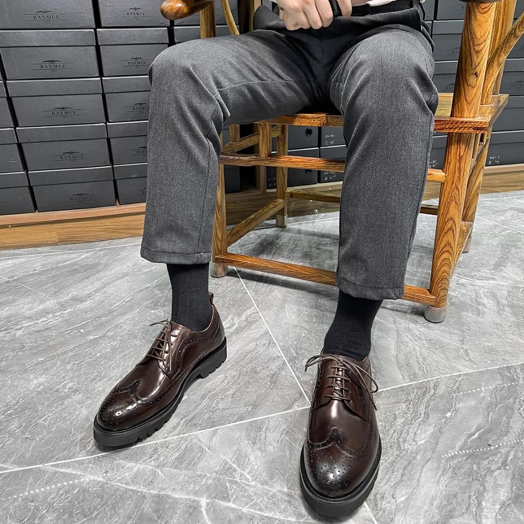 [Haute couture version cowhide inner lining] 2022 autumn and winter new men's Brock business casual leather shoes men
