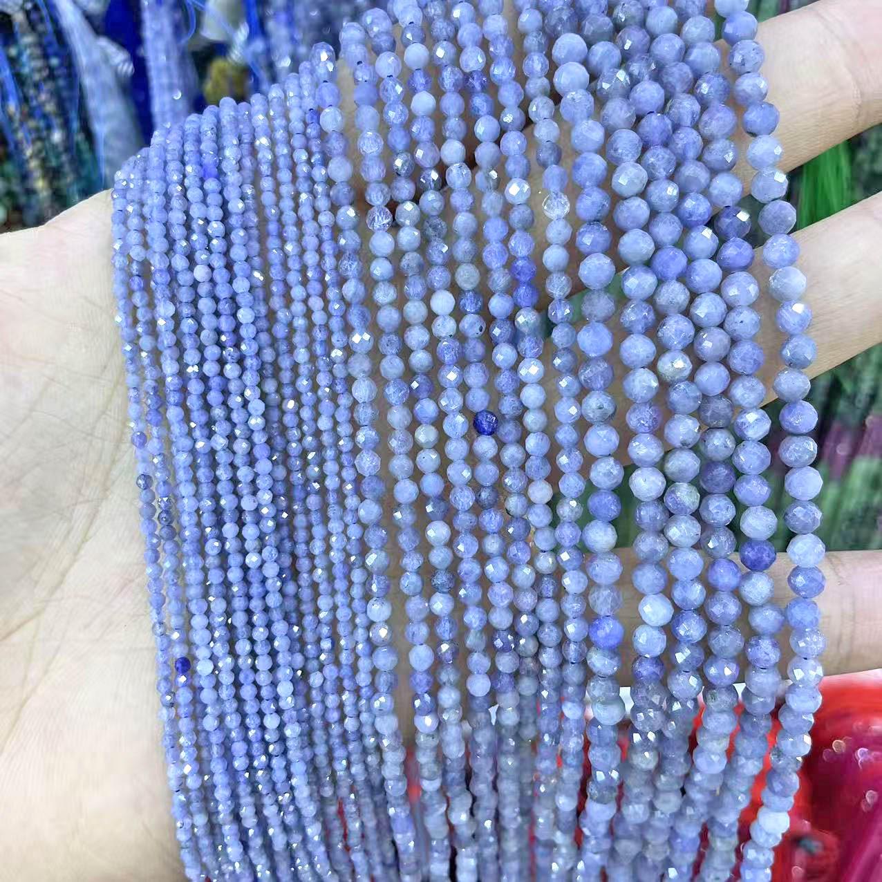 Натуральные Танзаниты Круглые Граненые Бусины для DIY Ювелирных Изделий 2mm, approx. 38cm strand
