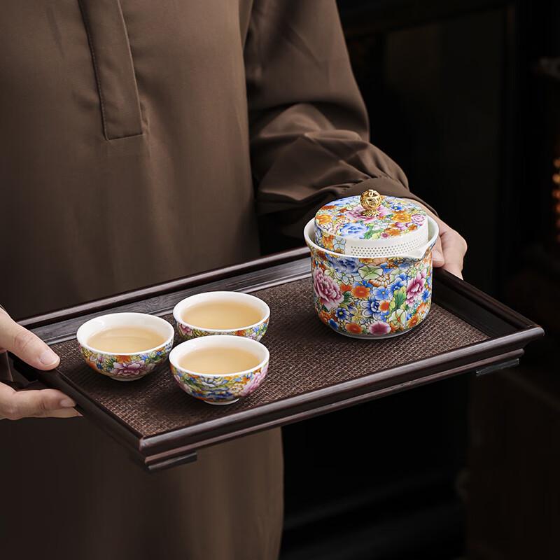 Meijin Palace Style Enamel Ceramic Travel Tea Set