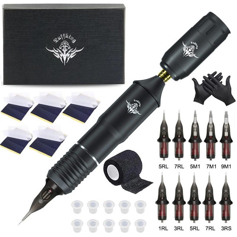 Professional Tattoo Machine Kits Portable Rotary Wireless Tattoo Pen Set With Power Supply RCA Interface Permanent Make-up Tools