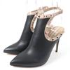 Great Booties Rockstud Ankle Strap Pumps Black Leather Women Used