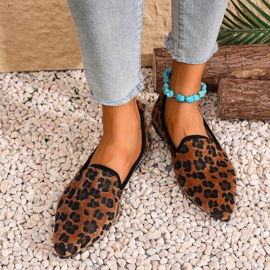 Women Pointed Toe Flats Shoes Flower Printing Comfortable Shallow Casual Loafers Ladies Breathable Non Slip Walking Shoe