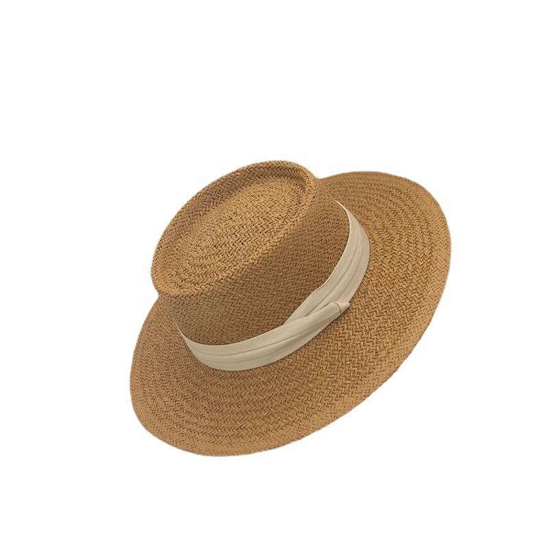 

Versatile Hat Style Straw Woven Vintage Elegant Adjustable Size Sunshade Hats білий