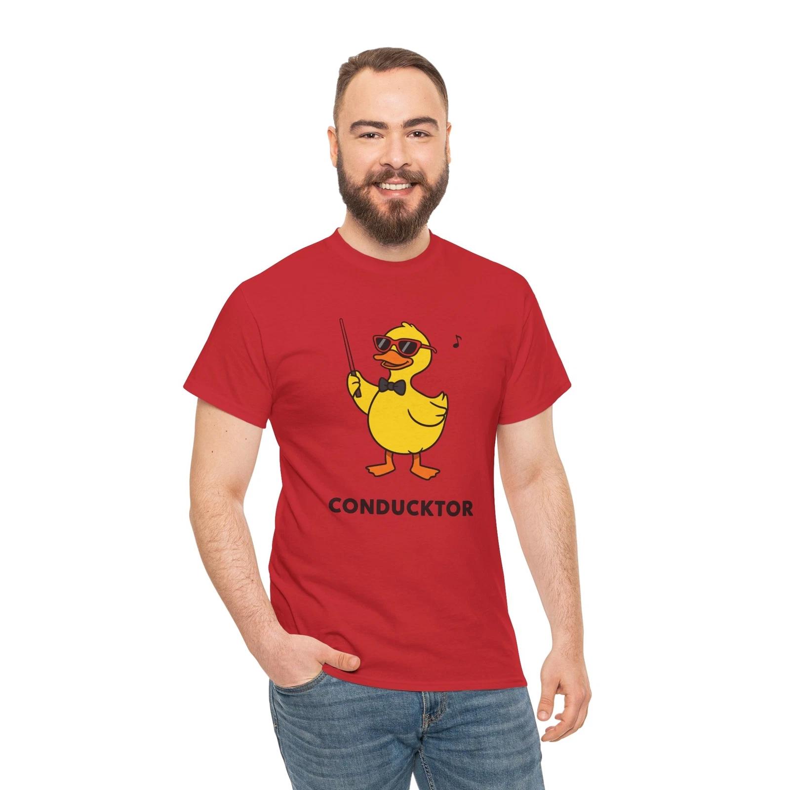Conducktor T-Shirt | Duck T-Shirt - Cute Duck Lover Tee for Women & Moms L