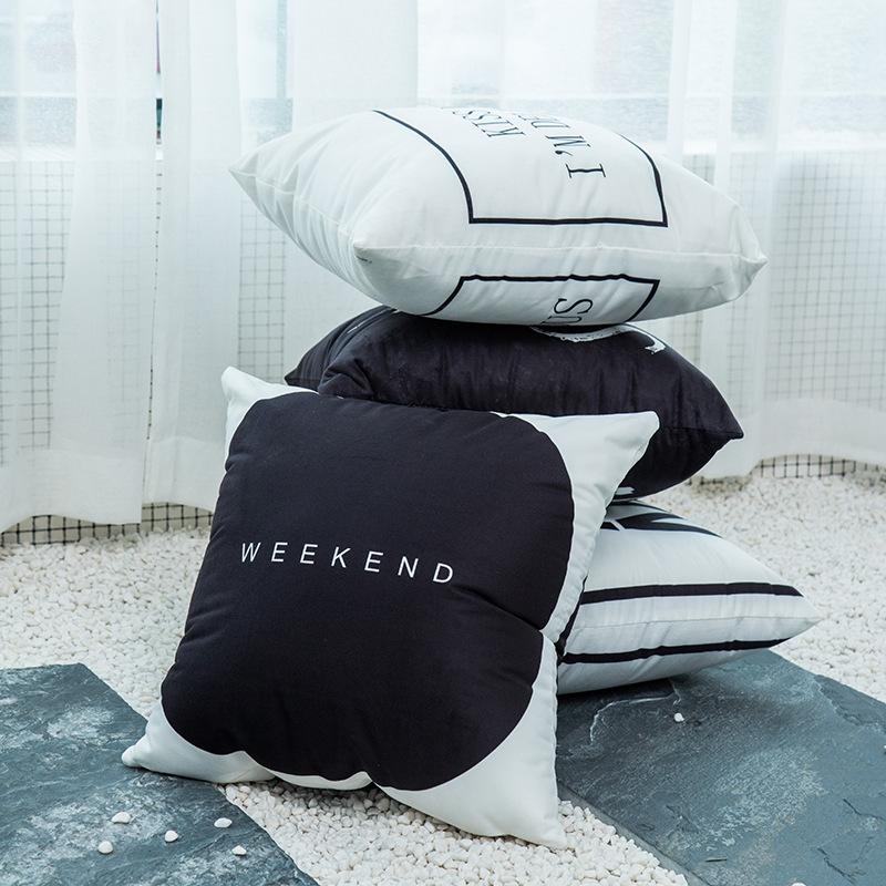 Nordic Throw Pillow Cover Plush Black and White Geometric Striped Simple Pillow Cover Sofa Cushion Cover