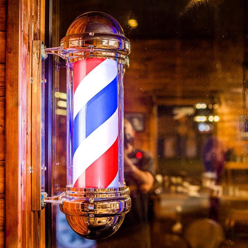 110V/220V Barber Shop Pole Lighting Stripe Rotating Light Stripes Sign Hair Wall Hanging LED Downlights