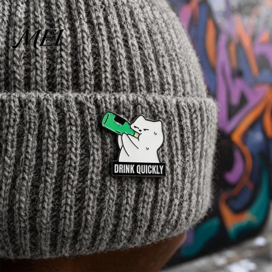 Alloy Enamel Brooch Outfit for Men & Women, Cartoon Kitten Drinking Colorful Badge Wine Pin, Decorative Accessory Jackets Bags Hats Pin