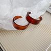 Gold Plated U-Shaped Retro Resin Ear Cuffs - Melaude Versatile Earrings for Women - Autumn/Winter Fashion Accessory