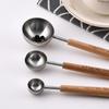 1pc Stainless Steel Measuring Spoon, Wooden Handle Milk Powder Spoon, Non-Stick Powder and Non-Rust Seasoning Measuring Spoon