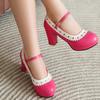 Fashion Elegant High Heels Pumps Lolitas Mary Janes Shoes Blue Pink Black Women's Heeled Party Office Wedding Shoes Large Size 45