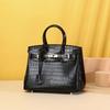 Borsa da donna con motivo a pancia di coccodrillo, borsa classica color platino, grande capacità, borsa da banchetto di alta gamma, borsa da signora
