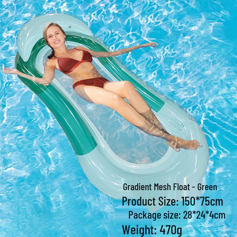 Inflatable PVC Float Recliner: Foldable Striped Swimming Bed