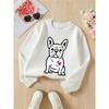 European sizes Kids' Crewneck Sweatshirt - French Bulldog with Heart Pattern , Sportswear And Casual Wear, Soft And Comfortable, Children's Clothing