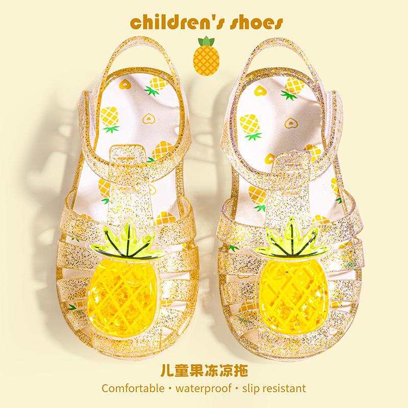 Girls' Roman Hollowed-out Princess Sandals For Summer Children's Jelly Shoes With Anti-Slip Head Cover Beach Shoes