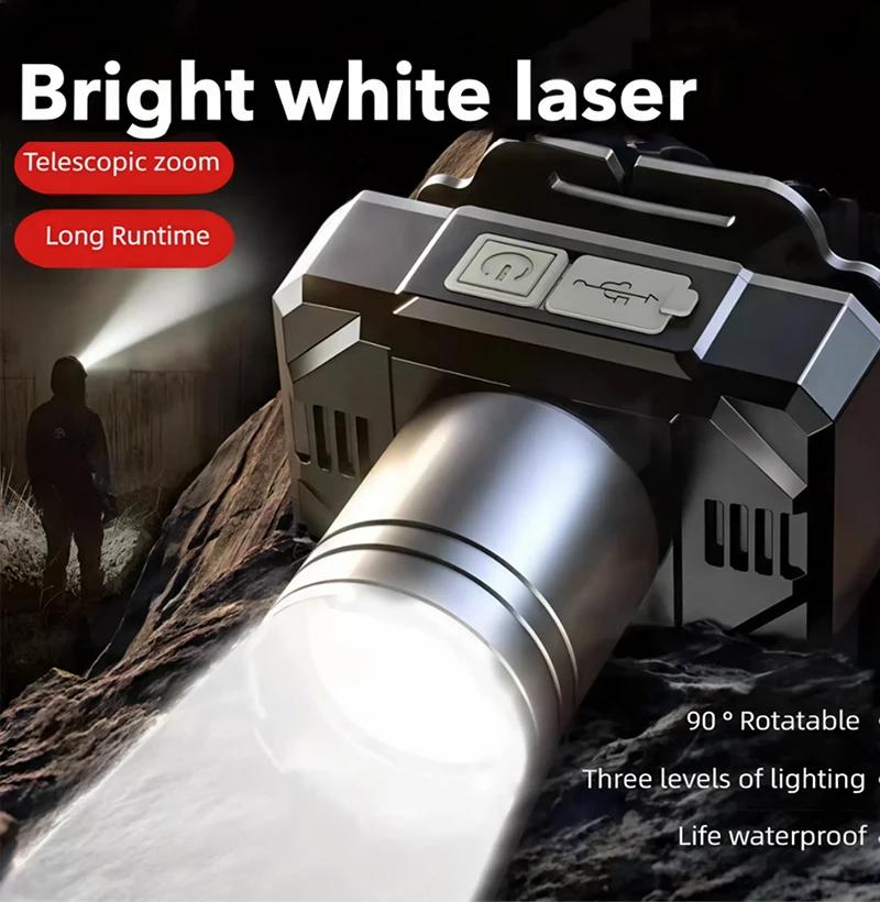 Rechargeable Telescopic LED Headlight Outdoor Wearable Strong Light for Night Riding And Fishing - Adjustable Focus