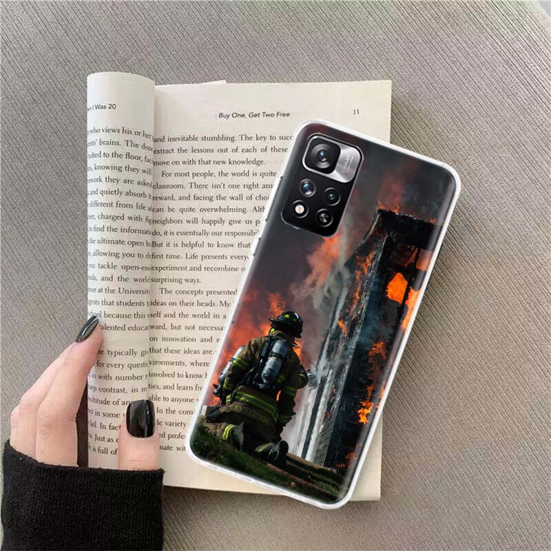 Firefighter Training Phone Case For Redmi Note 13 12 Pro Plus 14 15 Pro 5G 11 11T 11E 11S 10 Pro 10S 9 9S Cover Cell Clear TPU C
