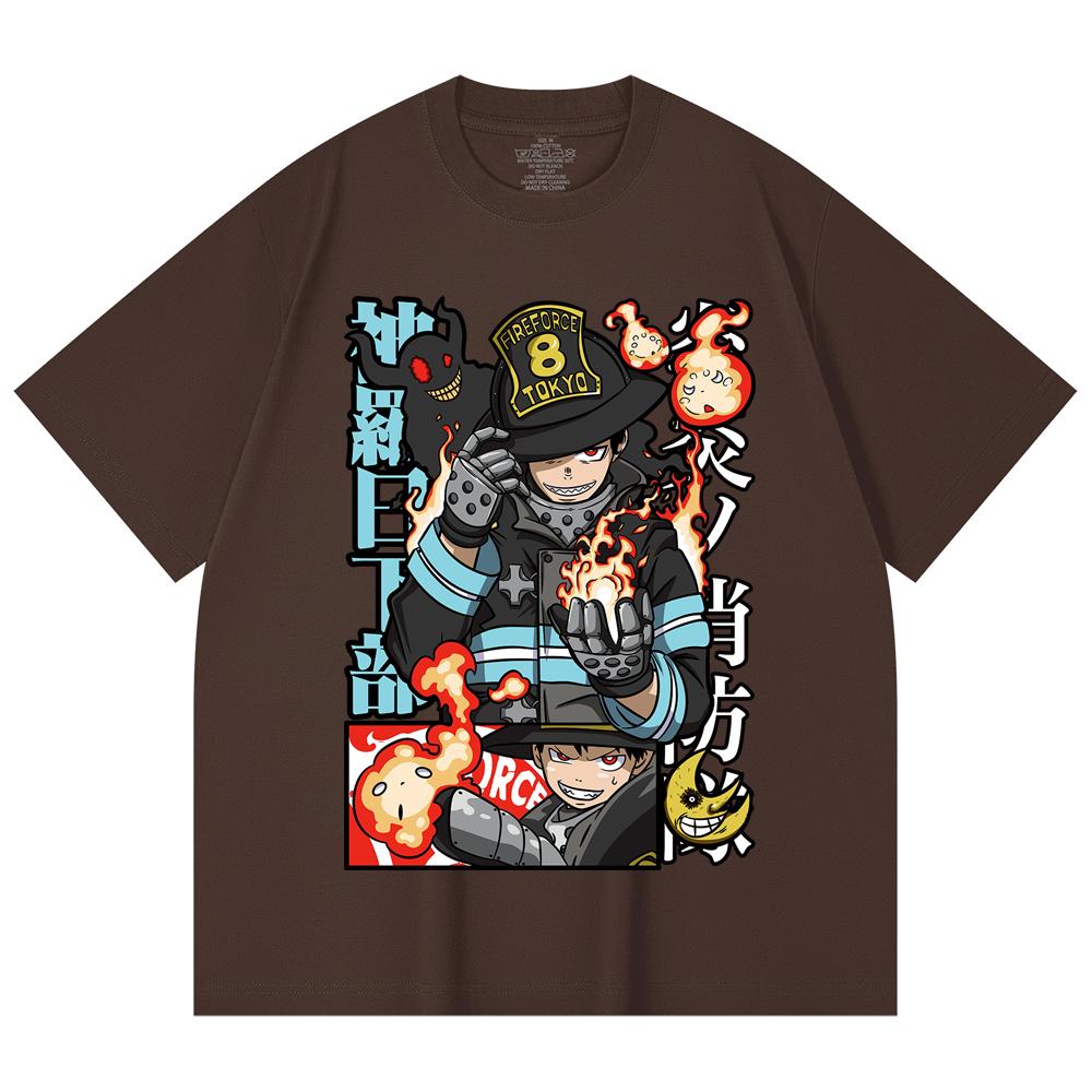 230 Gsm 100% Cotton Fire Force V2 Print Unisex Heavy Cotton T Shirt