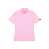 Women S Rib High Neck ShorT Sleeve T ShirT Of9513la Pink