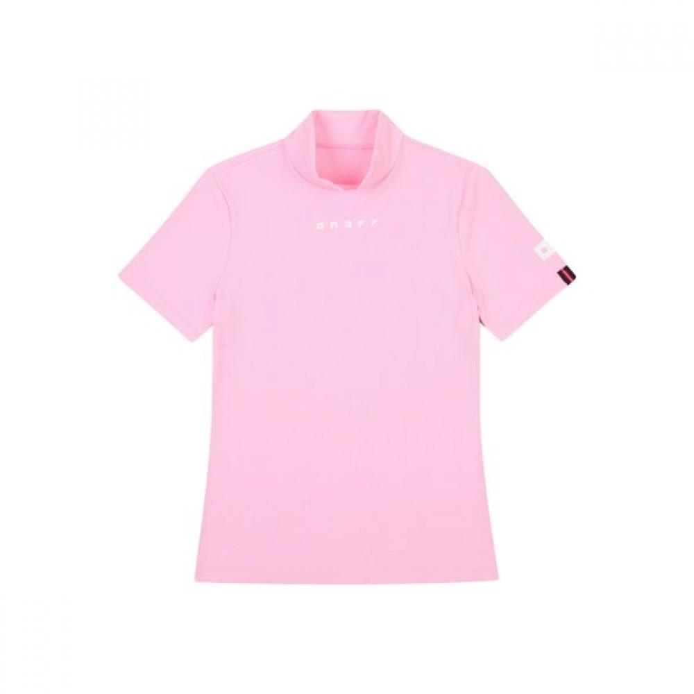 Onoff Women S Rib High Neck ShorT Sleeve T ShirT Of9513la Pink PINK/40