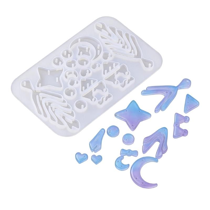 Silicone Resin Jewelry Mold Set, Multi Cavity Pendant and Earring Casting Mold for DIY Charm Making and Resin Crafts