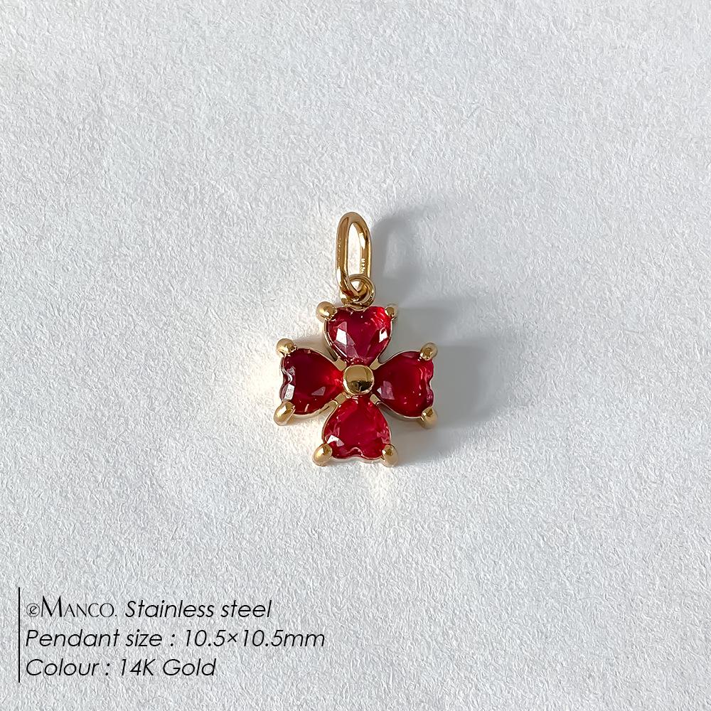 eManco 14K Gold Plated Stainless Steel Clover Pendant with Colorful Zircon for DIY Earring or Necklace