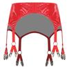 Womens Glossy PU Garter Belt Showing Butt Suspender Straps Metal Clips Extra Miniskirt Waist Belt