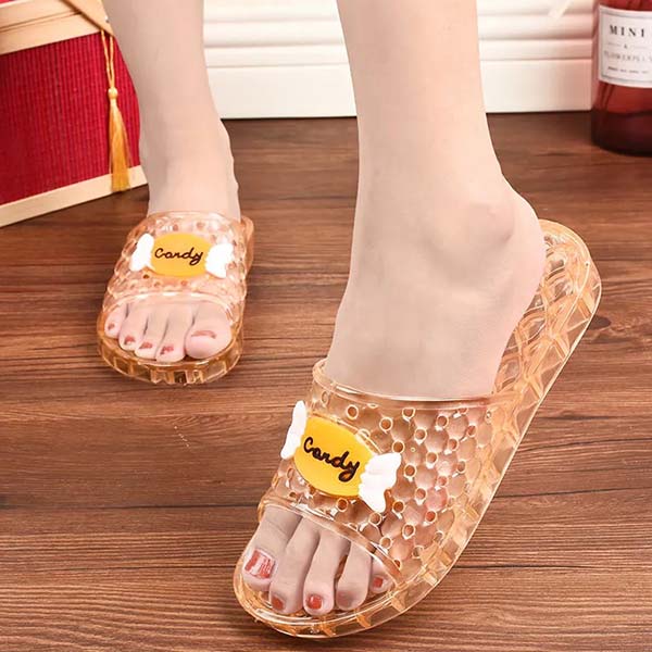 WTEMPO PVC Summer Flat Heel Breathable Cool Thick Slippers Women Large Size Casual Non Slip Wear-resistant Slippers