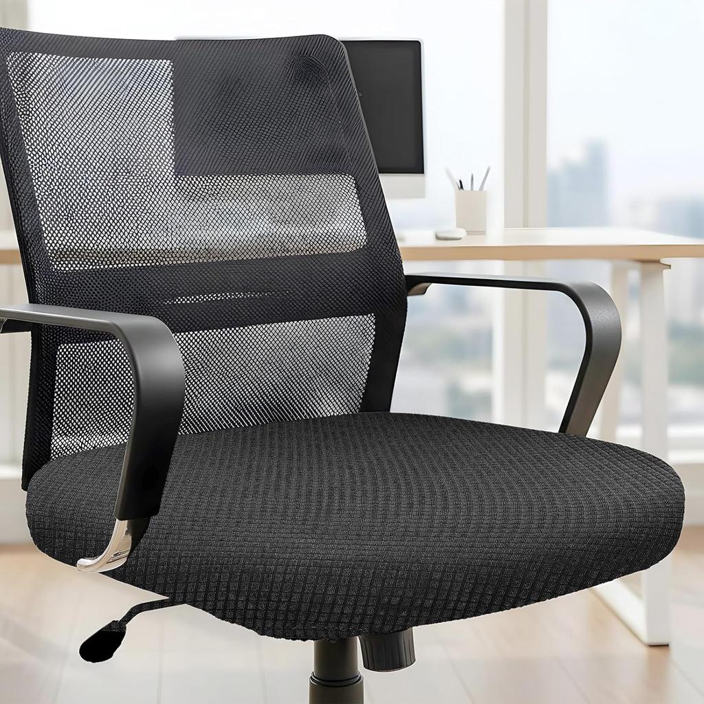 Chair Cover, Desk Chair Seat Cover Elastic Stretch Slipcovers Dining Room Chairs Seats Covers Washable Anti-dust Desk Seats Covers Cushion Protector