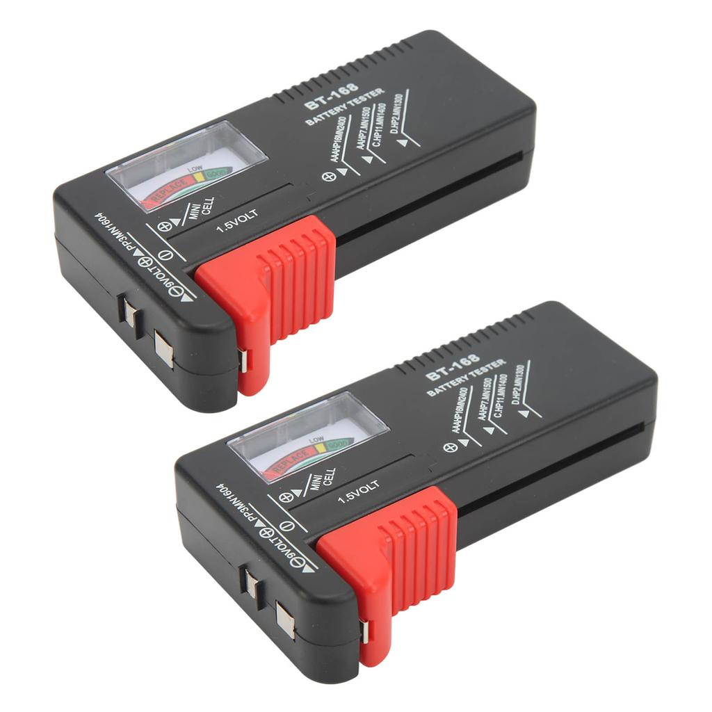 2PCS Pointer Type Battery Tester Portable Button Cell Level Checker for for AA AAA 1.5V 9V
