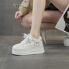 Sneakers Women's Shoes Height Increase In Spring Casual Shoes Board Shoes Leather Thick-soled Muffin Shoes