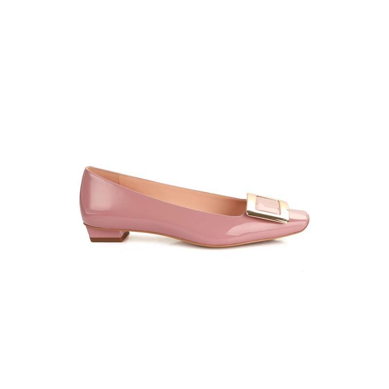 Cowhide Version~ Classic, Elegant, Light Mouth Temperament, Square Head, Thin and Versatile, Thick Heel, Square Buckle, Single Shoes for Women