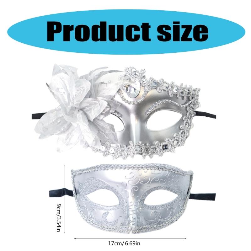 2 Pcs Venetians Mask Half Face Mask Halloween Mask Costume Mask Masquerade Mask Party Mask Mardi Gras Mask for Carnivals